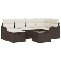 7 dalių sodo sofa rinkinys su pagalvėlėmis Ruda Poli ratanas - Namų Idėja