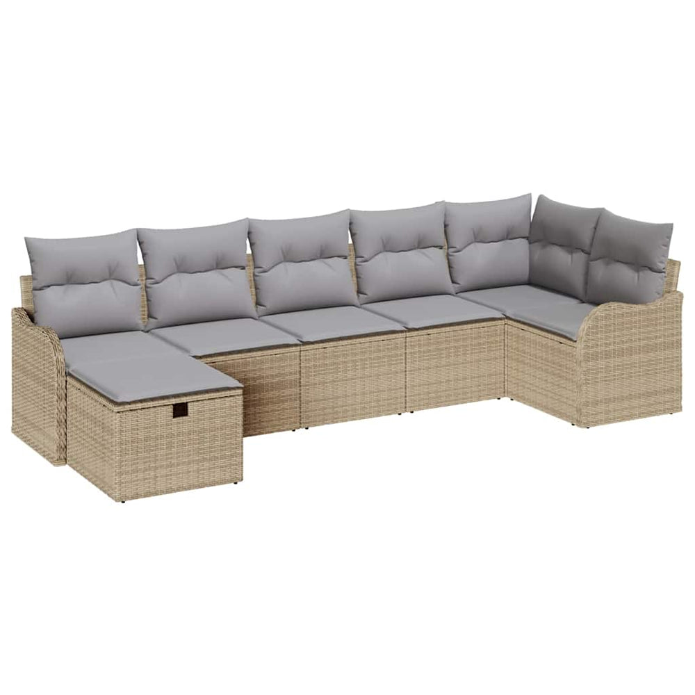 7 dalių sodo sofa rinkinys su pagalvėlėmis smėlio poli ratanas - Namų Idėja