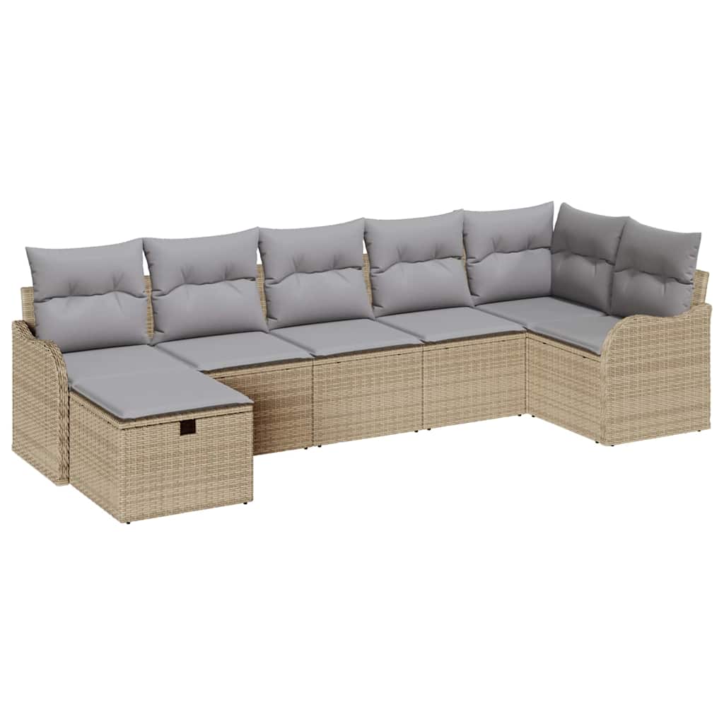 7 dalių sodo sofa rinkinys su pagalvėlėmis smėlio poli ratanas - Namų Idėja