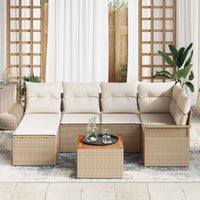 7 dalių sodo sofa rinkinys su pagalvėlėmis smėlio poliratanas akacija - Namų Idėja