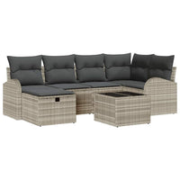 7 dalių sodo sofa rinkinys su pagalvėlėmis šviesiai pilkas poli ratanas - Namų Idėja