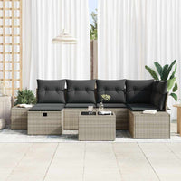7 dalių sodo sofa rinkinys su pagalvėlėmis šviesiai pilkos poli ratanas - Namų Idėja