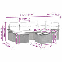 7 dalių Sodo Sofa Rinkinys su Pagalvėmis Juodas Poli Ratanas - Namų Idėja