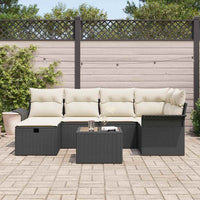 7 dalių Sodo Sofa Rinkinys su Pagalvėmis Juodas Poli Ratanas - Namų Idėja