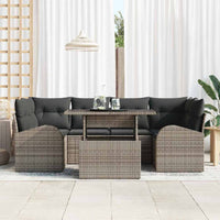 7 dalių sodo sofa rinkinys su pagalvėmis pilkame poli rotange - Namų Idėja