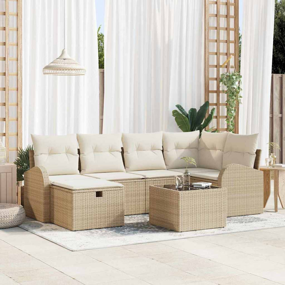 7 dalių sodo sofa rinkinys su pagalvėmis smėlio poli ratan - Namų Idėja