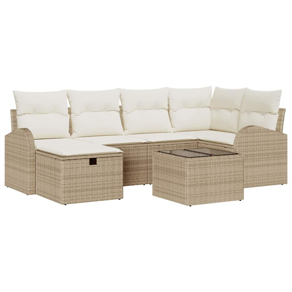 7 dalių sodo sofa rinkinys su pagalvėmis smėlio poli ratan - Namų Idėja