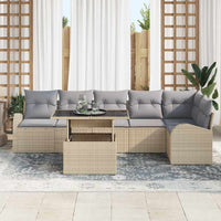 7 dalių sodo sofa rinkinys su pagalvėmis smėlio poli ratanas - Namų Idėja