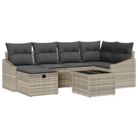 7 dalių sodo sofa rinkinys su pagalvėmis šviesiai pilku poli ratanas - Namų Idėja