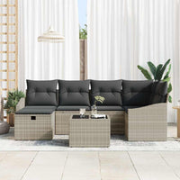 7 dalių sodo sofa rinkinys su pagalvėmis šviesiai pilku poli ratanas - Namų Idėja