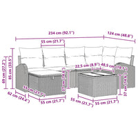7 dalių sodo sofa su pagalvėlėmis Juoda Poli Ratanas - Namų Idėja