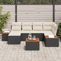 7 dalių sodo sofa su pagalvėlėmis Juoda Poli ratano Akacija - Namų Idėja