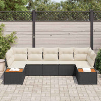 7 dalių sodo sofa su pagalvėlėmis juodas poli ratanas akacija - Namų Idėja