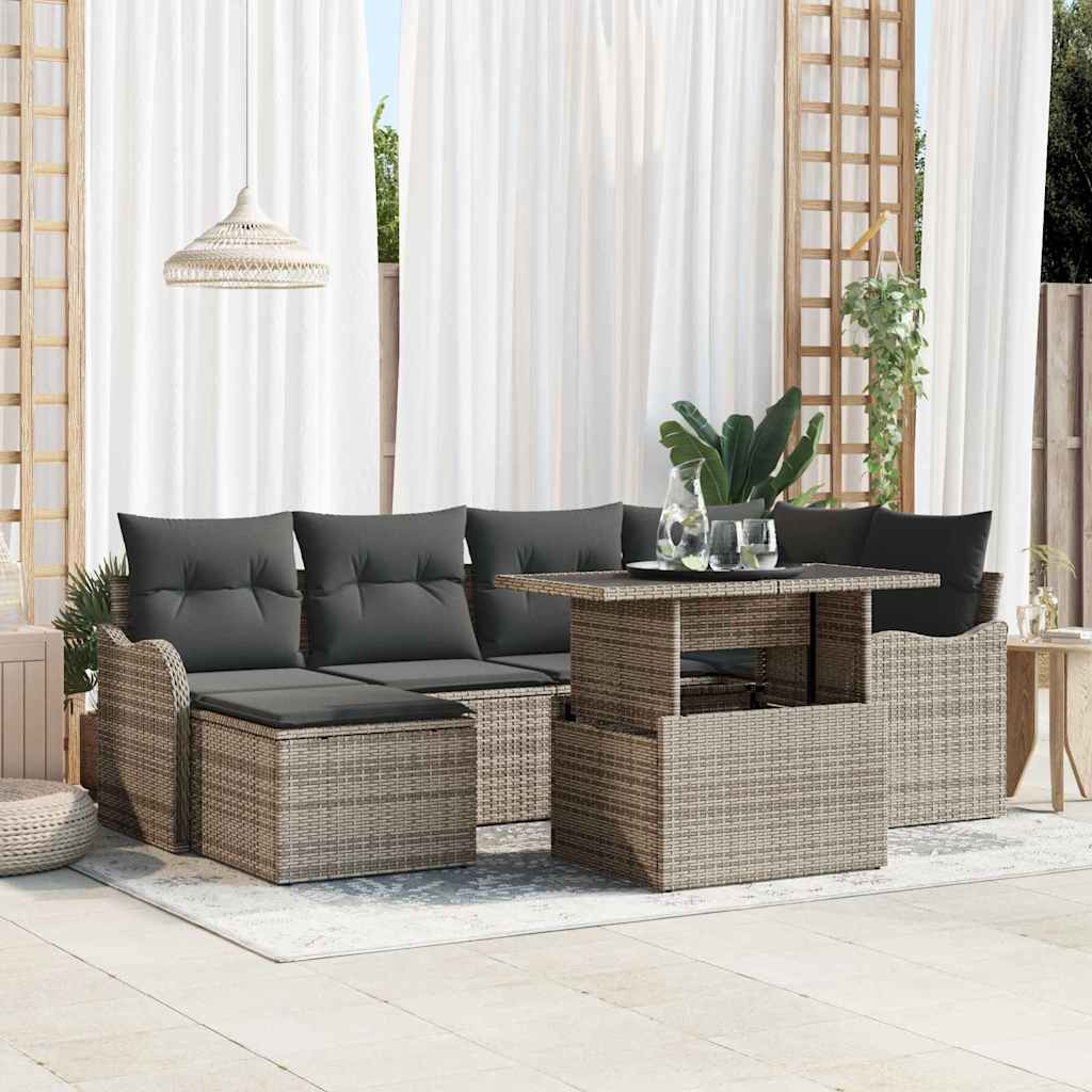 7 dalių sodo sofa su pagalvėlėmis pilkos poli ratanos - Namų Idėja