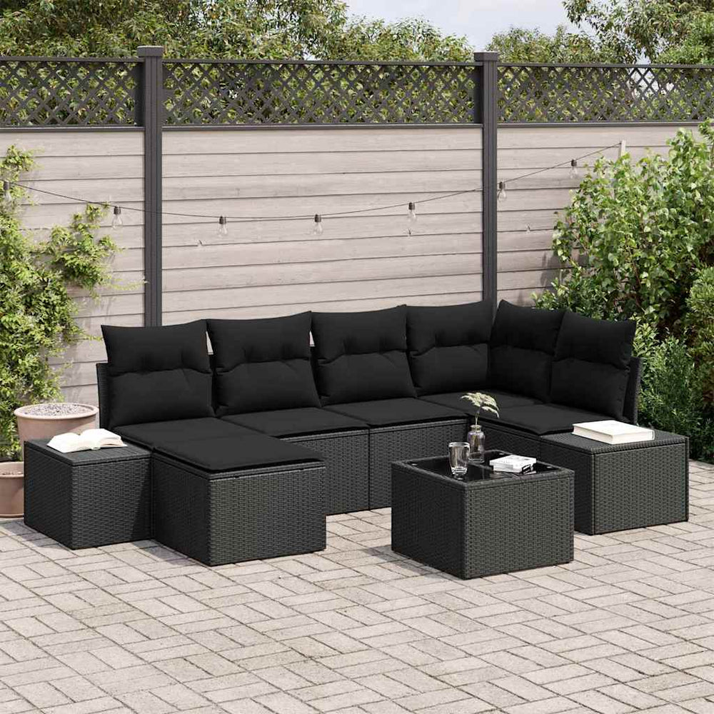 7 dalių sodo sofa su pagalvėlėmis šviesiai pilkas poliratanas - Namų Idėja