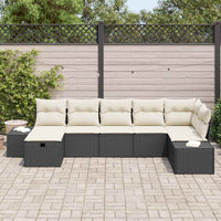 7 dalių sodo sofa su pagalvėmis juodas poli ratanas - Namų Idėja