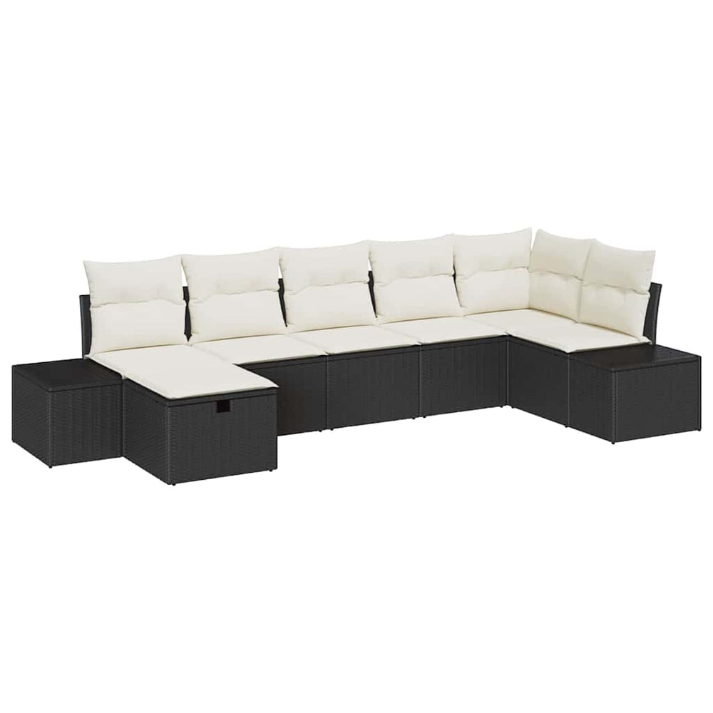 7 dalių sodo sofa su pagalvėmis juodas poli ratanas - Namų Idėja