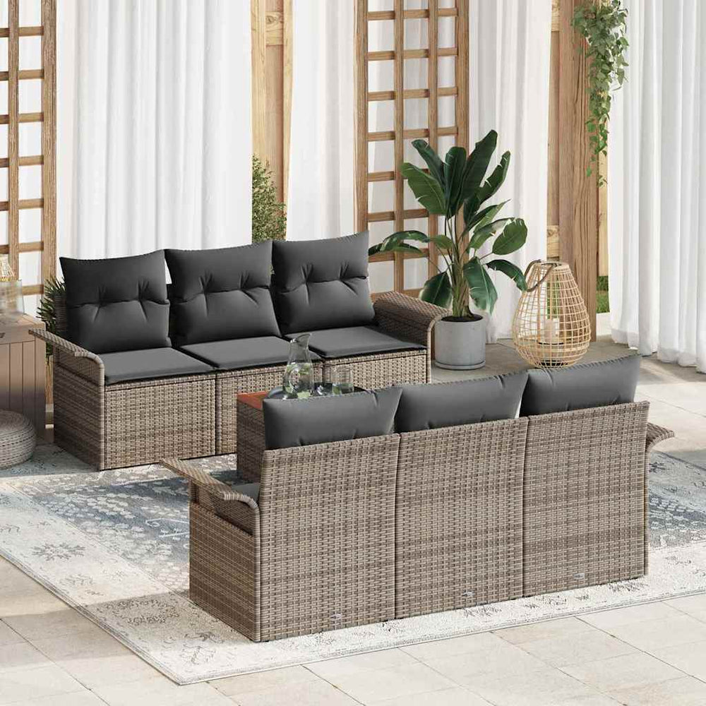 7 dalių sodo sofa su pagalvėmis pilkas poli ratanas akacija - Namų Idėja
