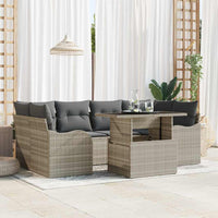 7 dalių sodo sofas rinkinys su pagalvėmis šviesiai pilkame poli ratane - Namų Idėja