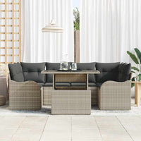 7 dalių sodo sofas rinkinys su pagalvėmis šviesiai pilkame poli ratane - Namų Idėja