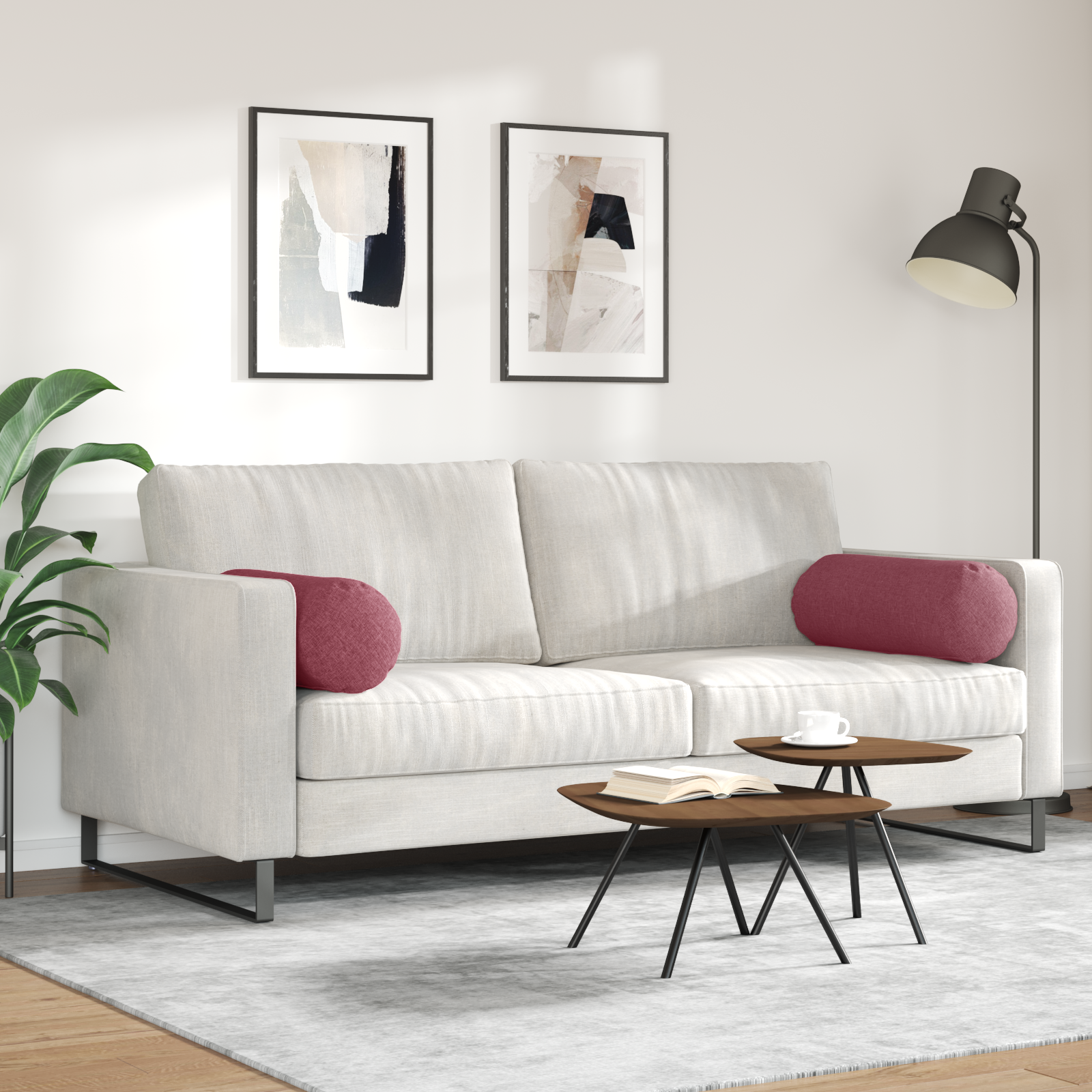 Spilveni 2 gab. Vīna sarkans Ø 25 x 70 cm audums