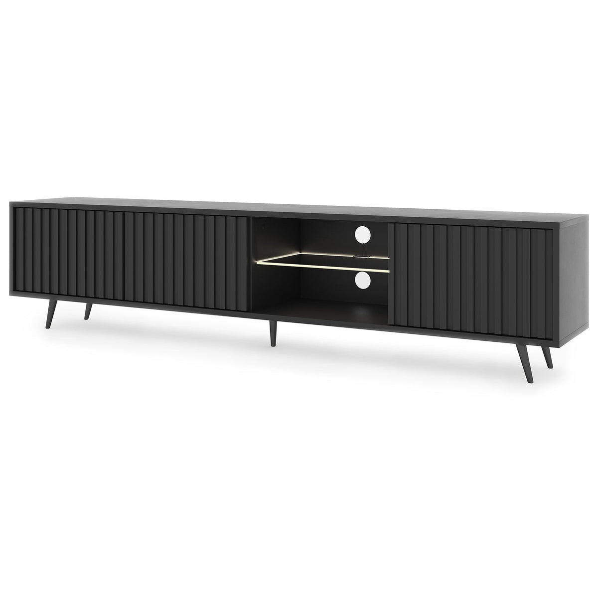TV spintelė MAGNUS, 175 cm, juoda/ąžuolas