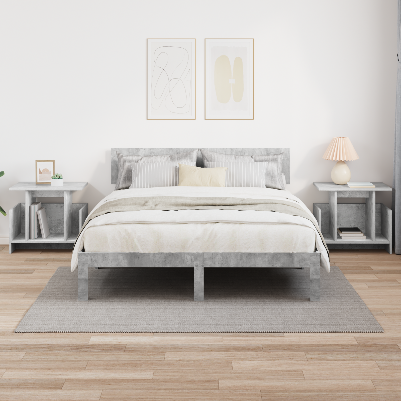 Televizoriaus stovas 2 pcs Betono pilka 50 x 35 x 45 cm