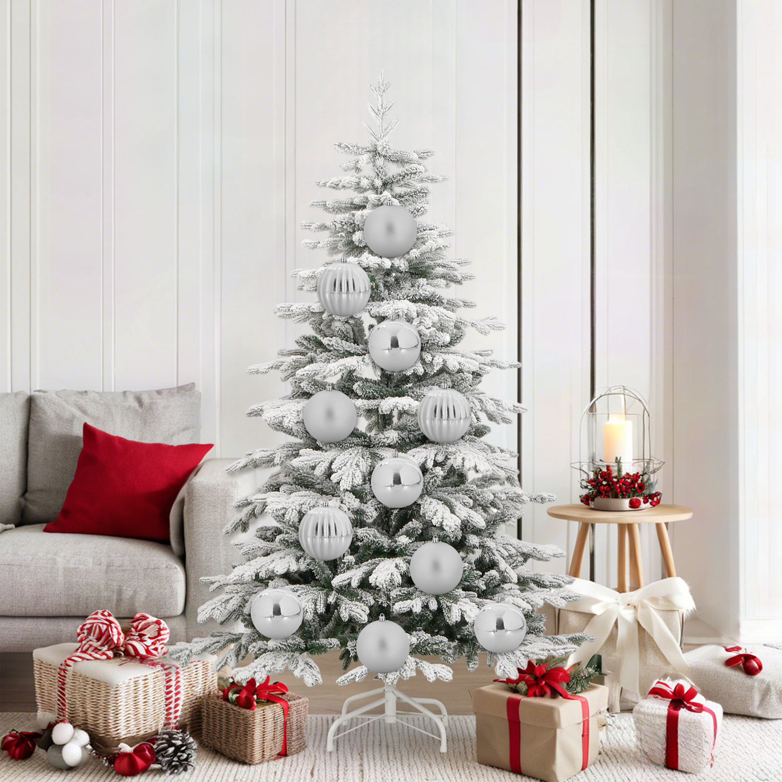 Christmas Basket Set 9 pcs Silver XL