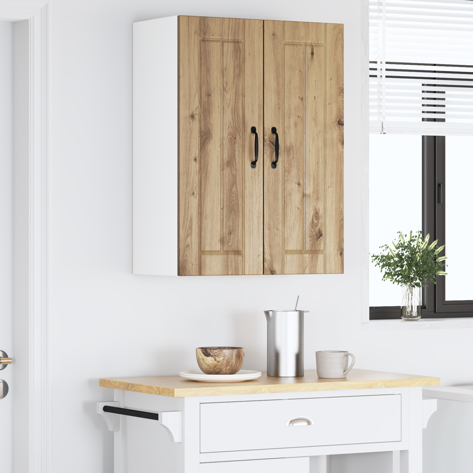 Virtuvės sieninė spintelė su lentyna 2 pcs Amatininkų ąžuolas