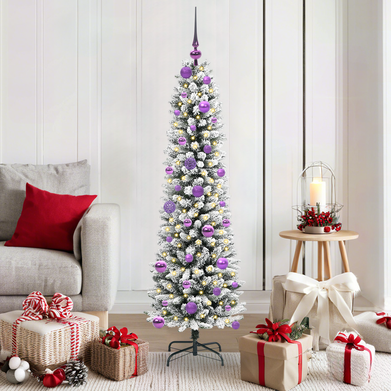Dirbtinė Kalėdų eglutė AK SNOW, su 150 LED stovu Žalia ir balta 150 cm.