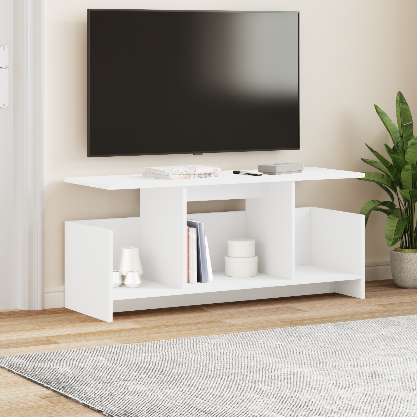 TV Stand White 102 x 35 x 45 cm Engineered wood