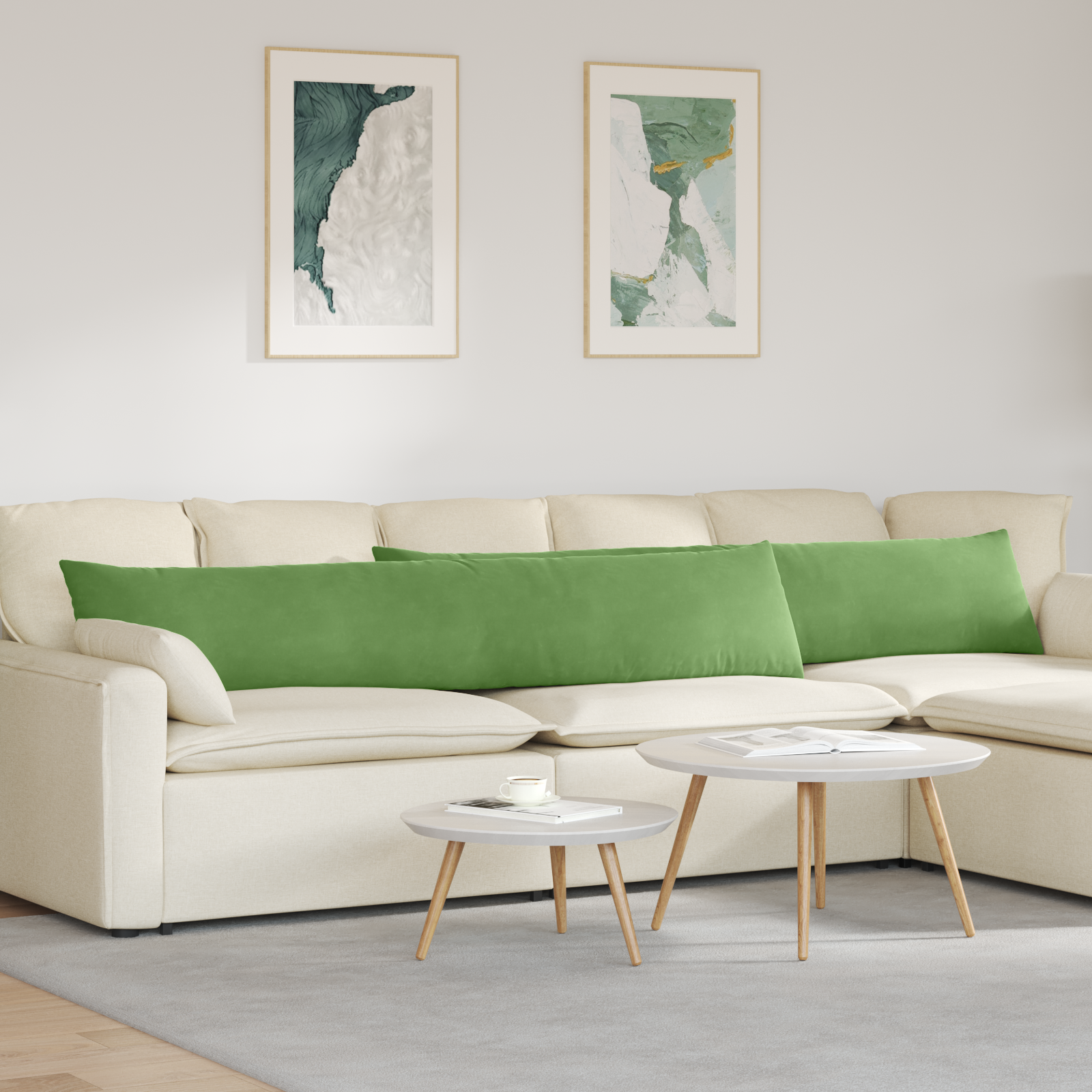 Sofa Cushions 2 pcs Light green 200 x 40 cm