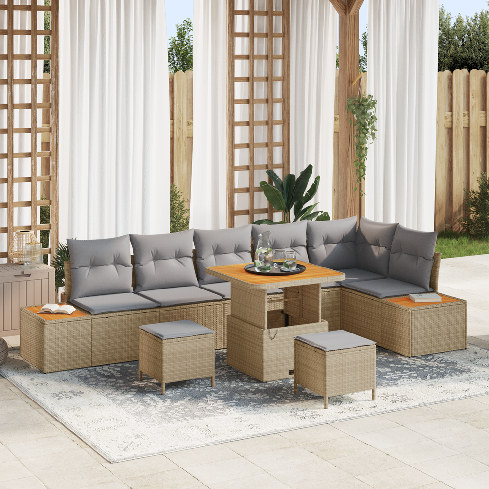 Sodo Sofų Rinkinys su pagalve 9 pcs Bežinė ir šviesiai pilka
