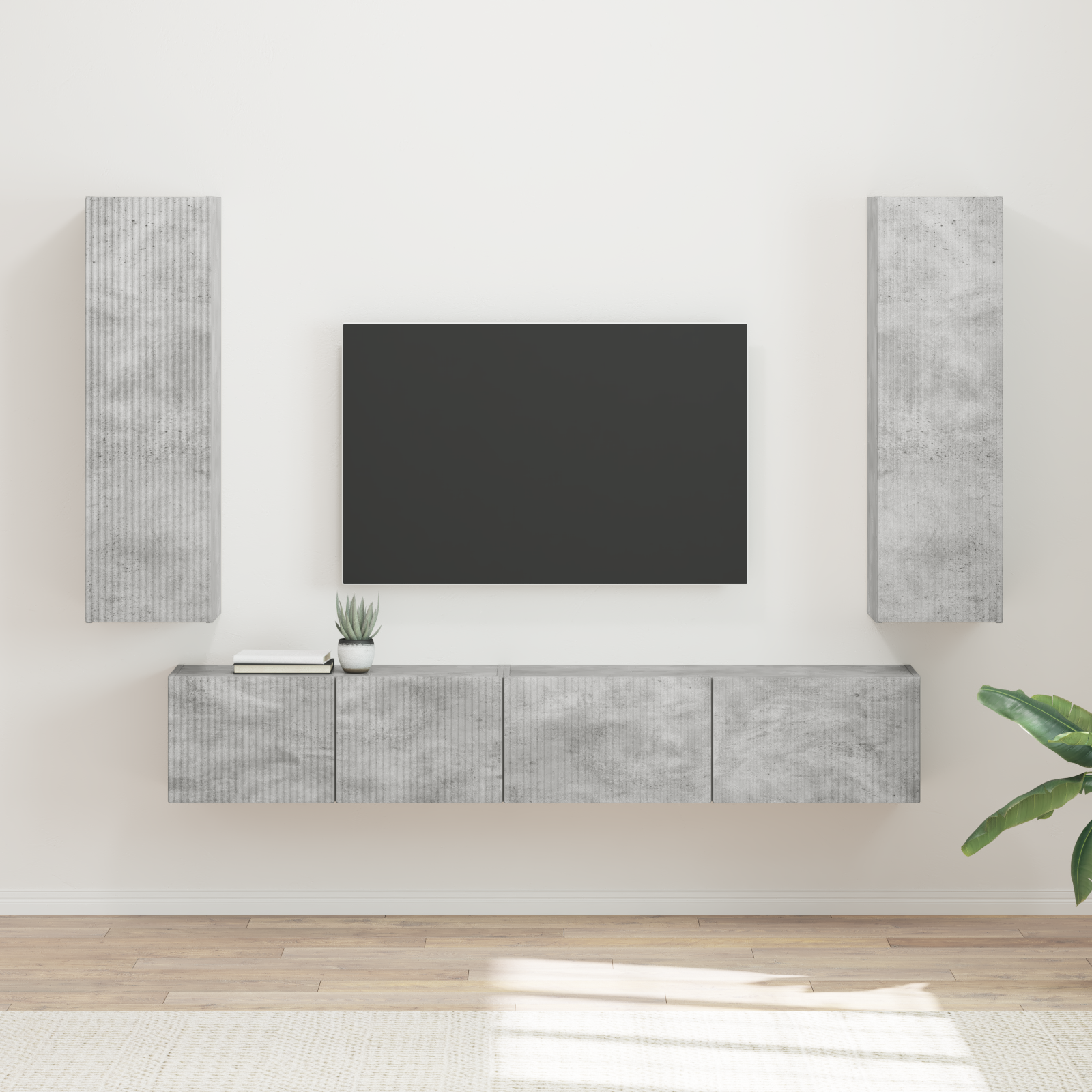 TV spintelių komplektas 3 pcs Betono pilka Apdirbta mediena