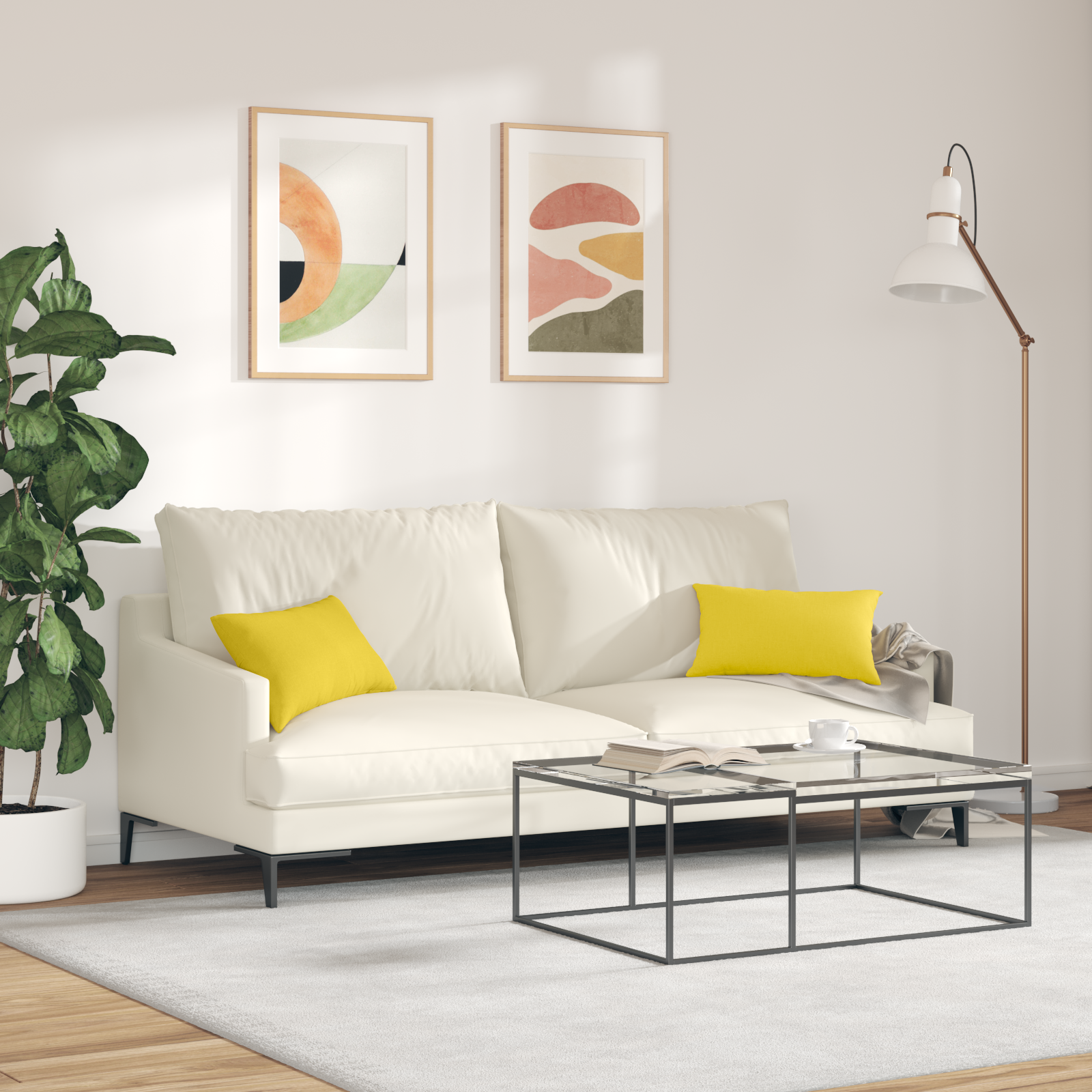Sofa Pagalvės 2 pcs Šviesi geltona 50 x 30 cm audinys