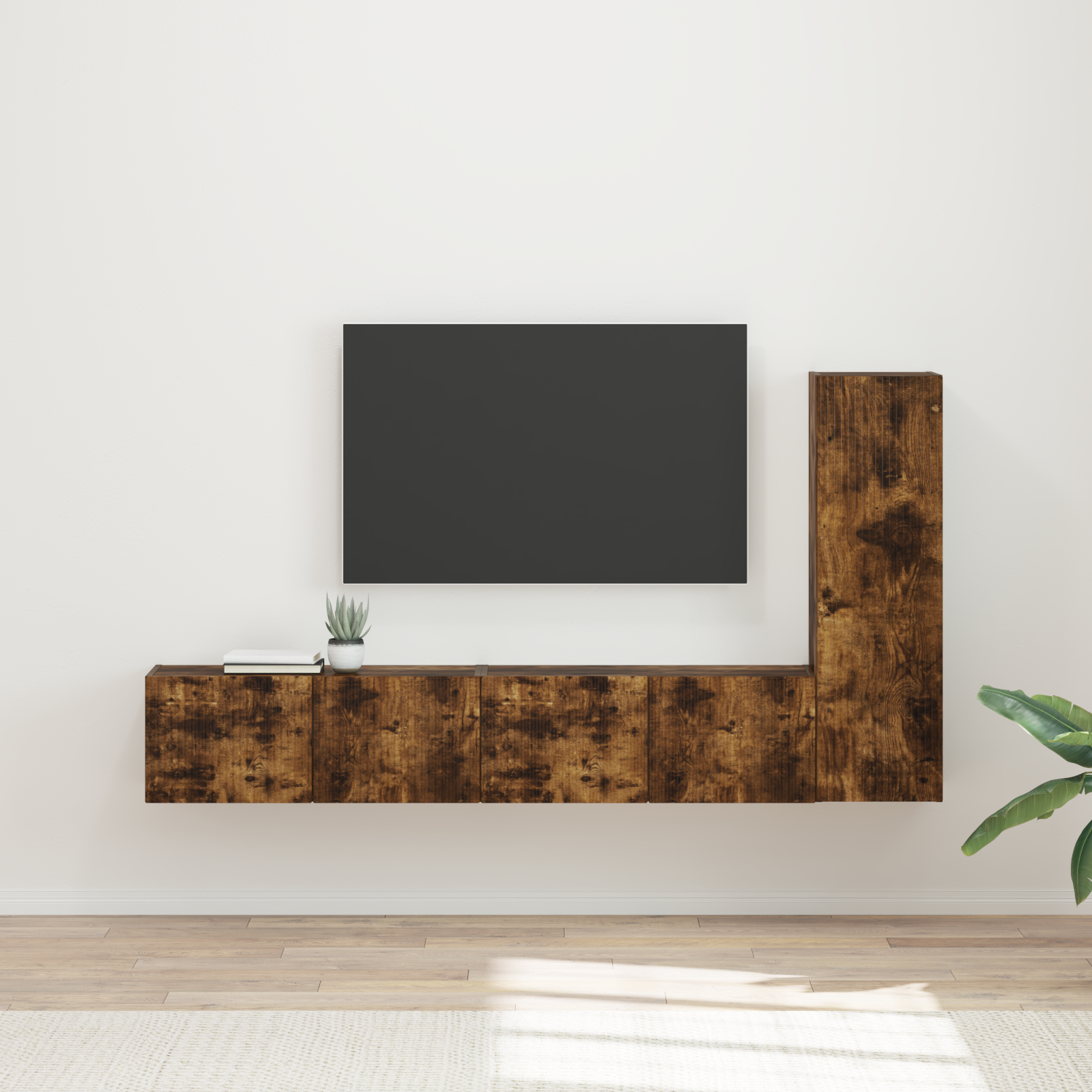 TV spintelių komplektas 2 pcs Rūkyta ąžuolas Apdirbta mediena