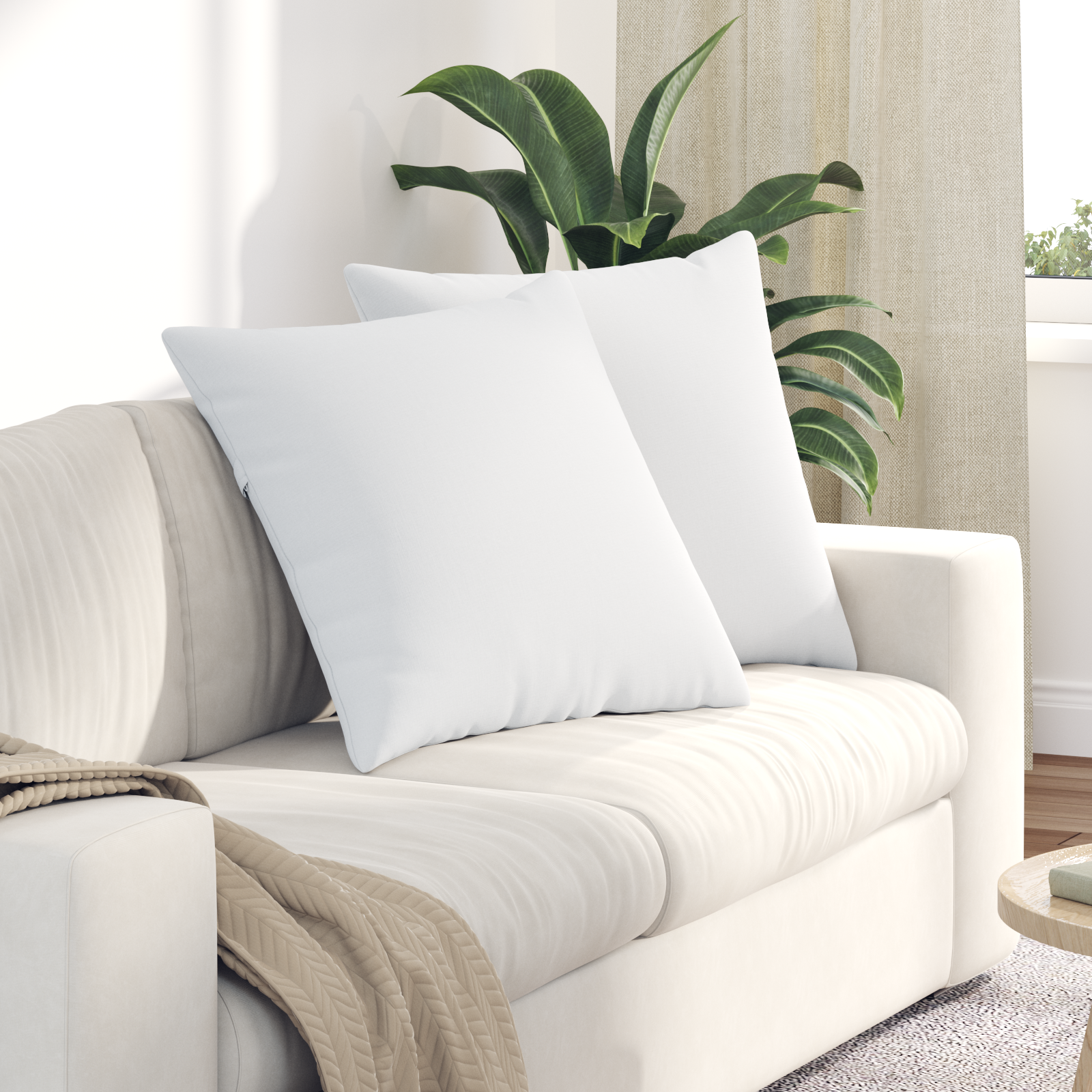 Sofa Pagalvės 2 pcs Balta 60 x 60 cm audinys