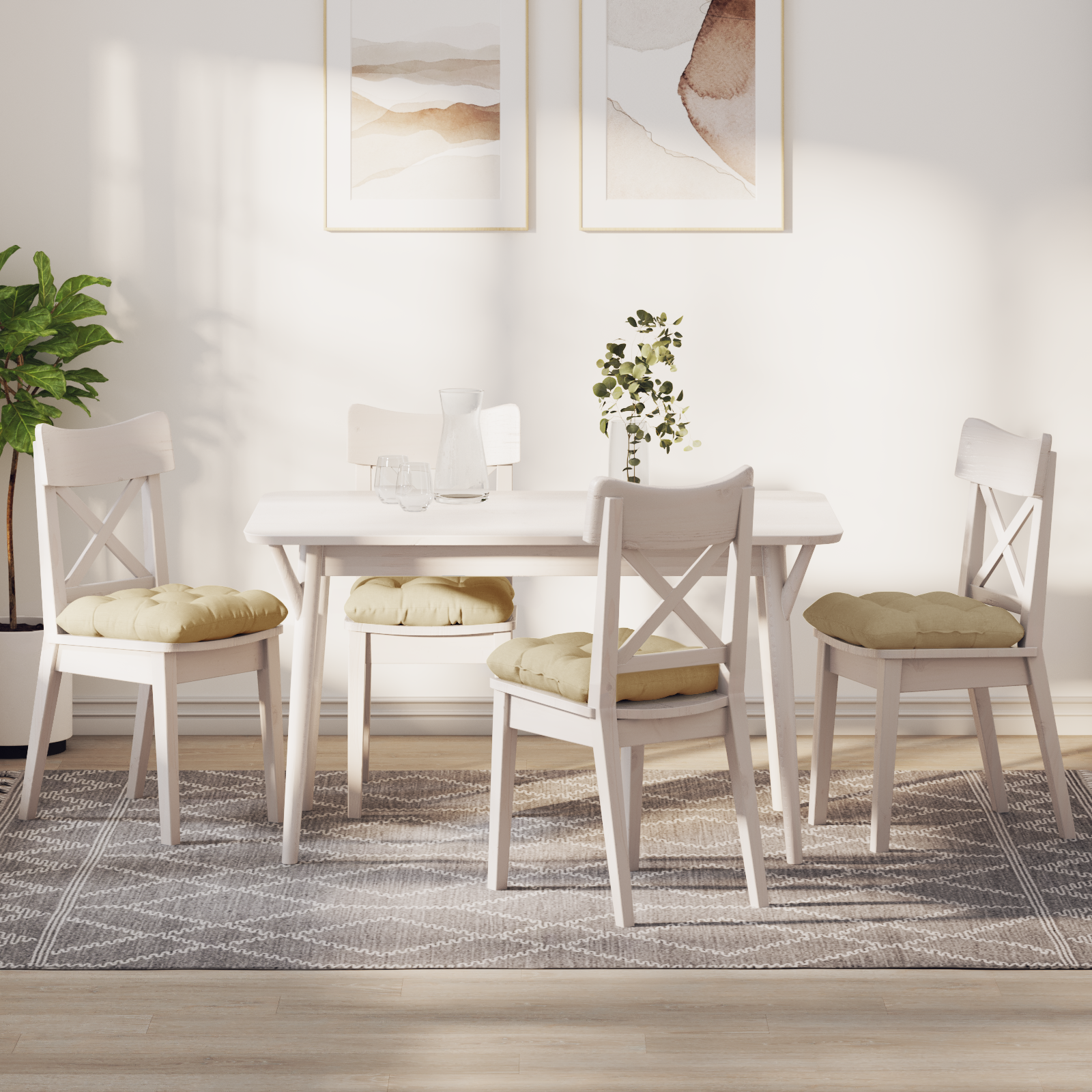 Sėdynių pagalvėlės 4 pcs Kreminė 40 x 40 x 12 cm audinys