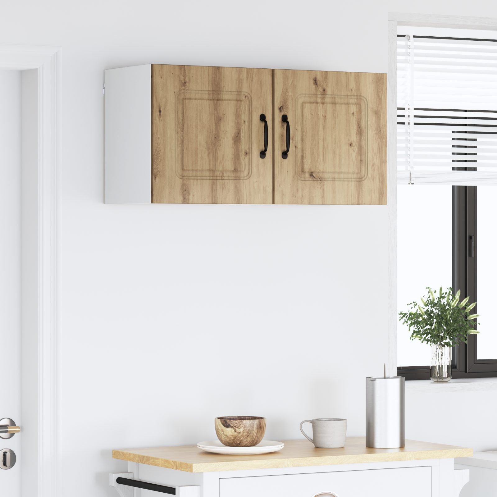 Virtuvės sieninė spintelė su lentyna 2 pcs Amatininkų ąžuolas