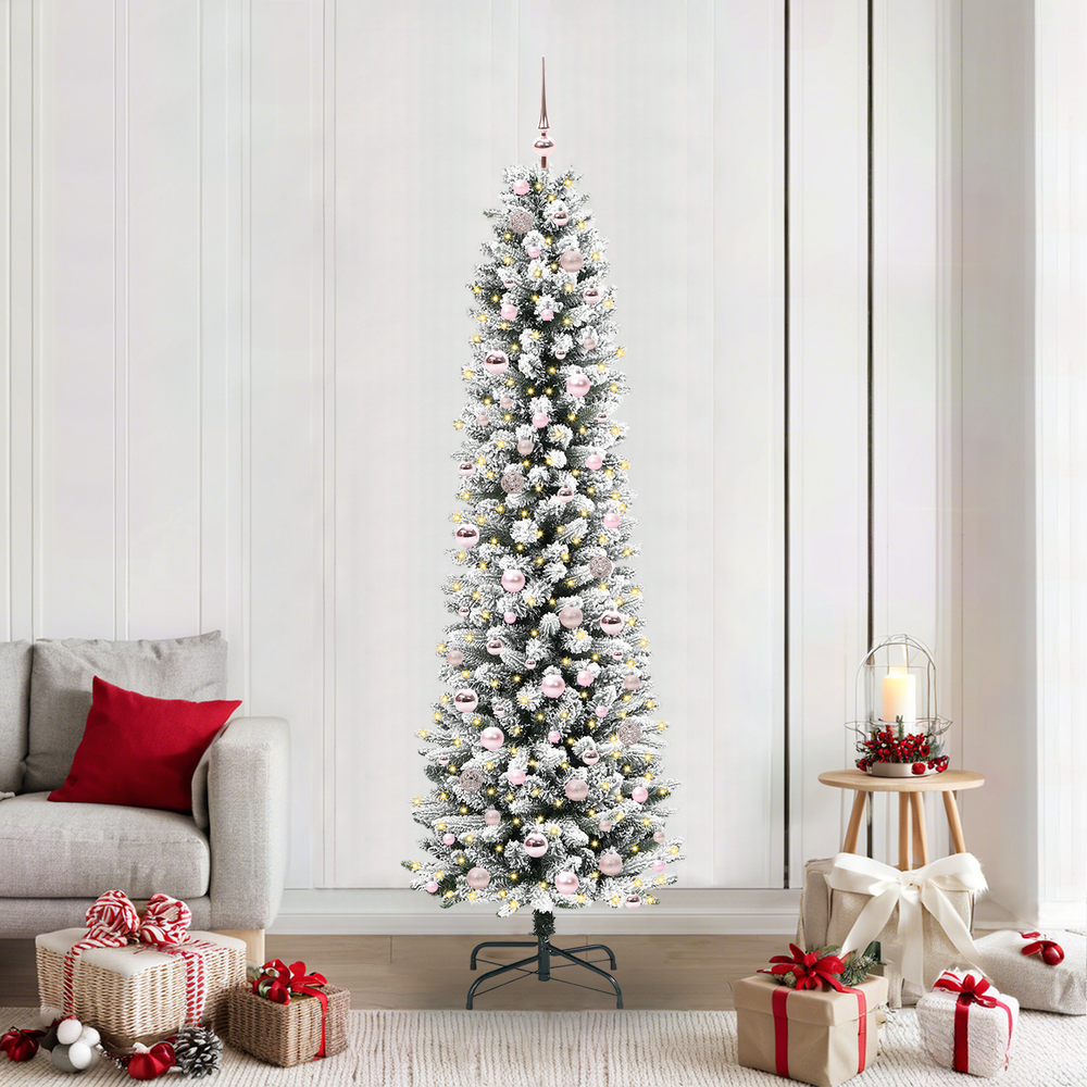 Dirbtinė Kalėdų eglutė GROVE DREAM, su 300 LED stovu Žalia ir balta 210 cm.
