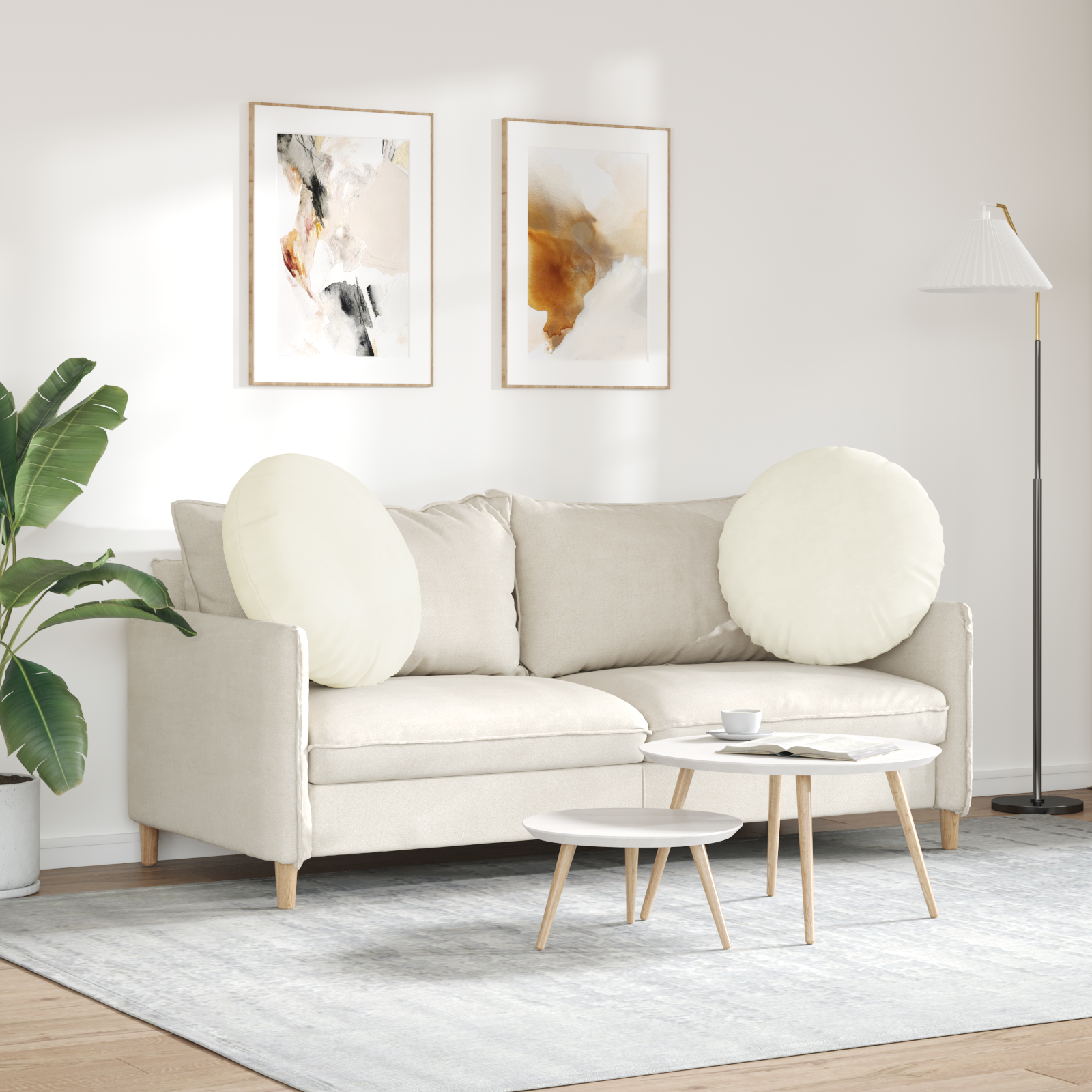 Sėdynių pagalvėlės 2 pcs Kreminė Ø80 x 29 cm Aksomas