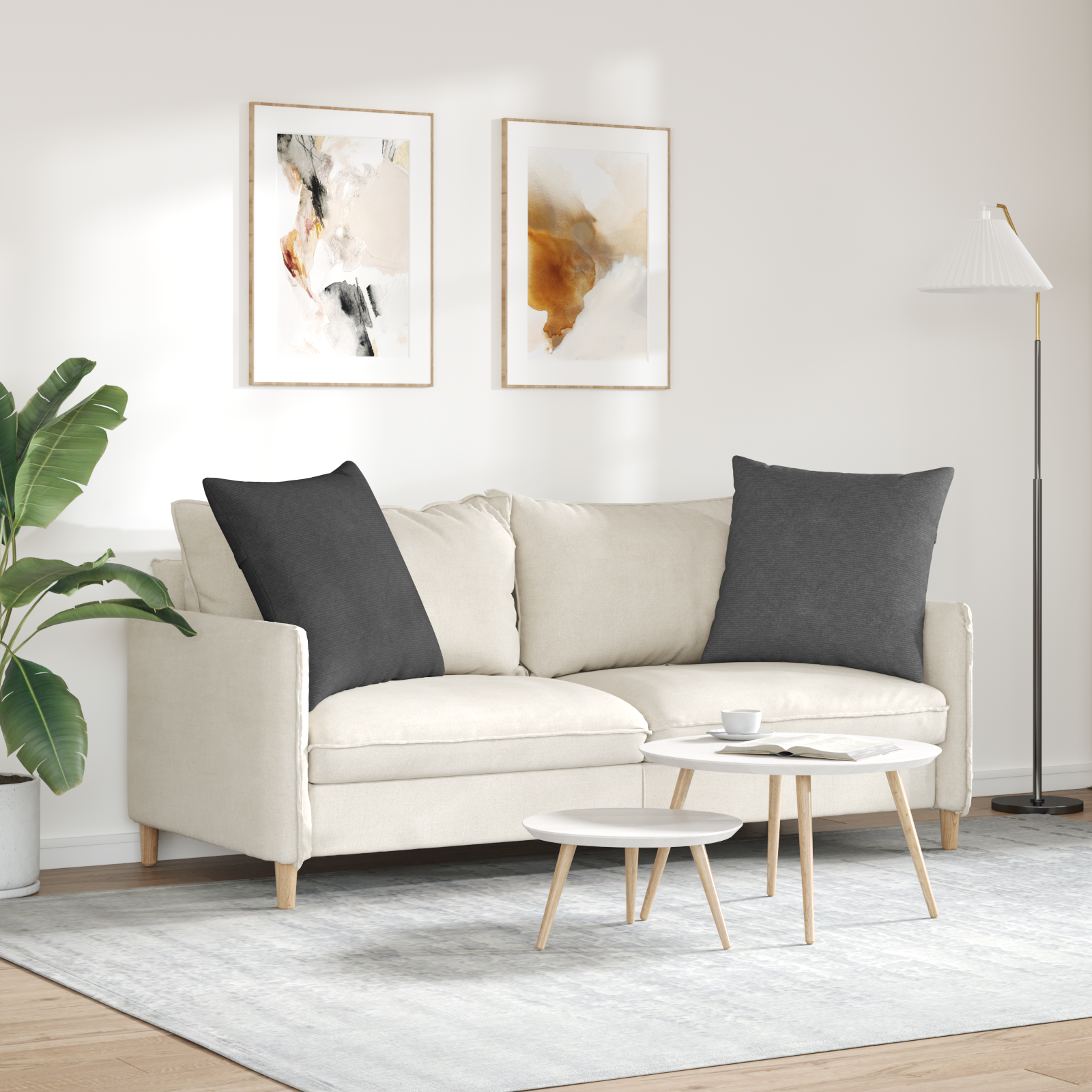Sofa Pagalvės 2 pcs Tamsiai pilka 60 x 60 cm Kordūrinis audinys