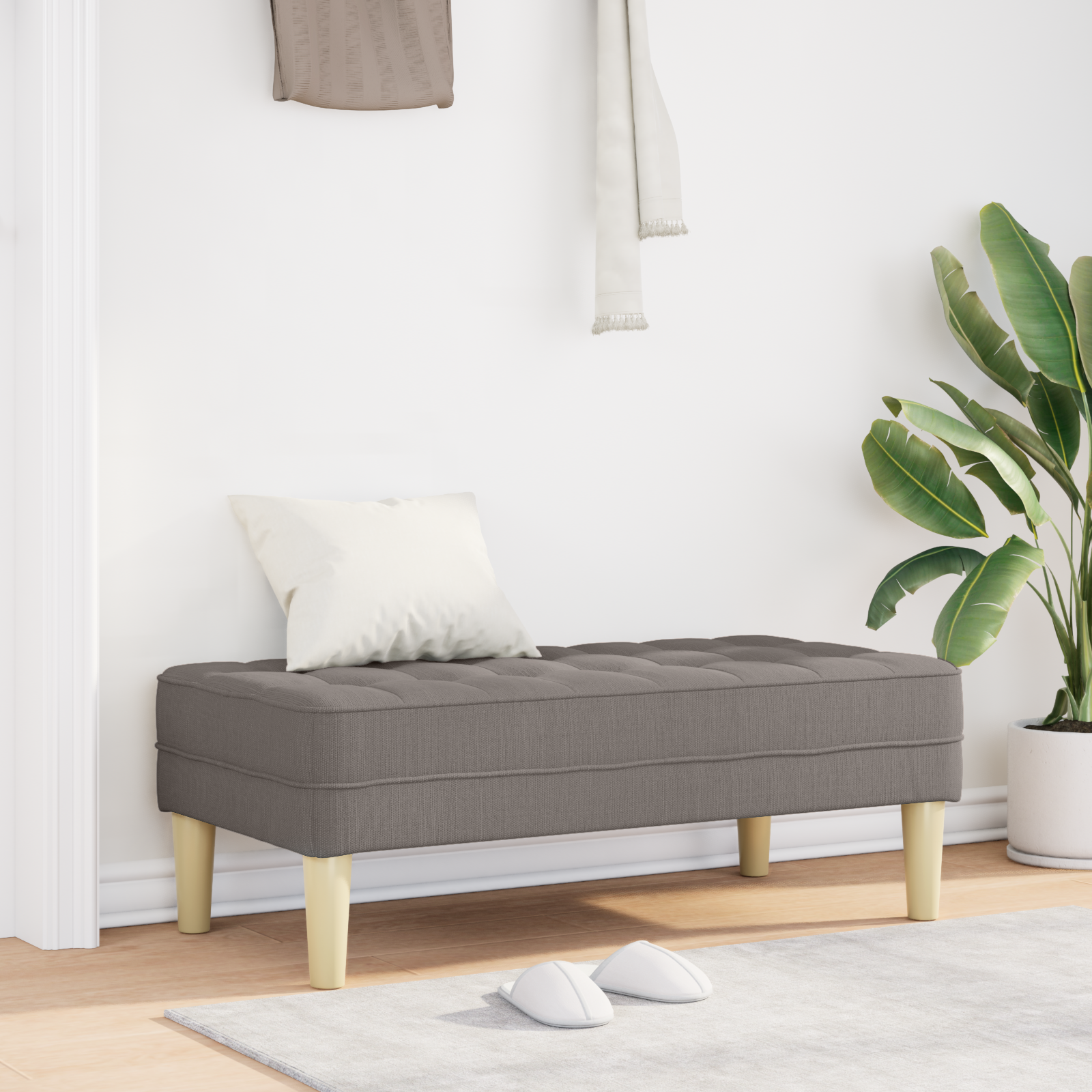 suoliukas su pagalve Taupe 113 x 57 x 39 cm audinys