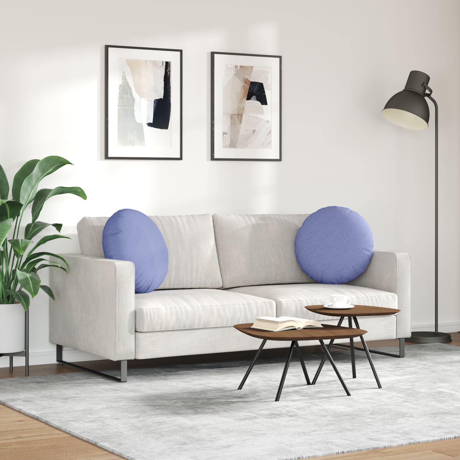 Sėdynių pagalvėlės 2 pcs Džinsinės mėlynos Ø50 x 19 cm audinys