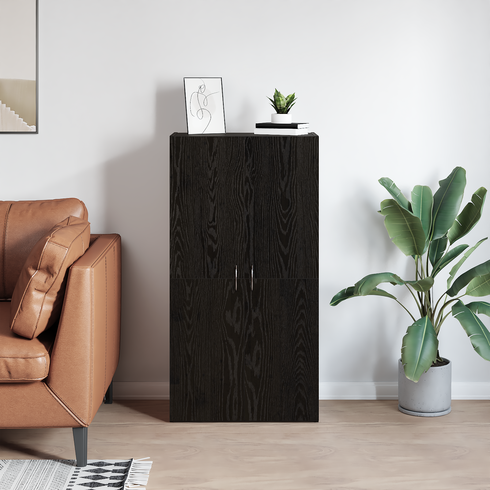 Office cabinet with shelf Artisan oak 60 x 32 x 115 cm