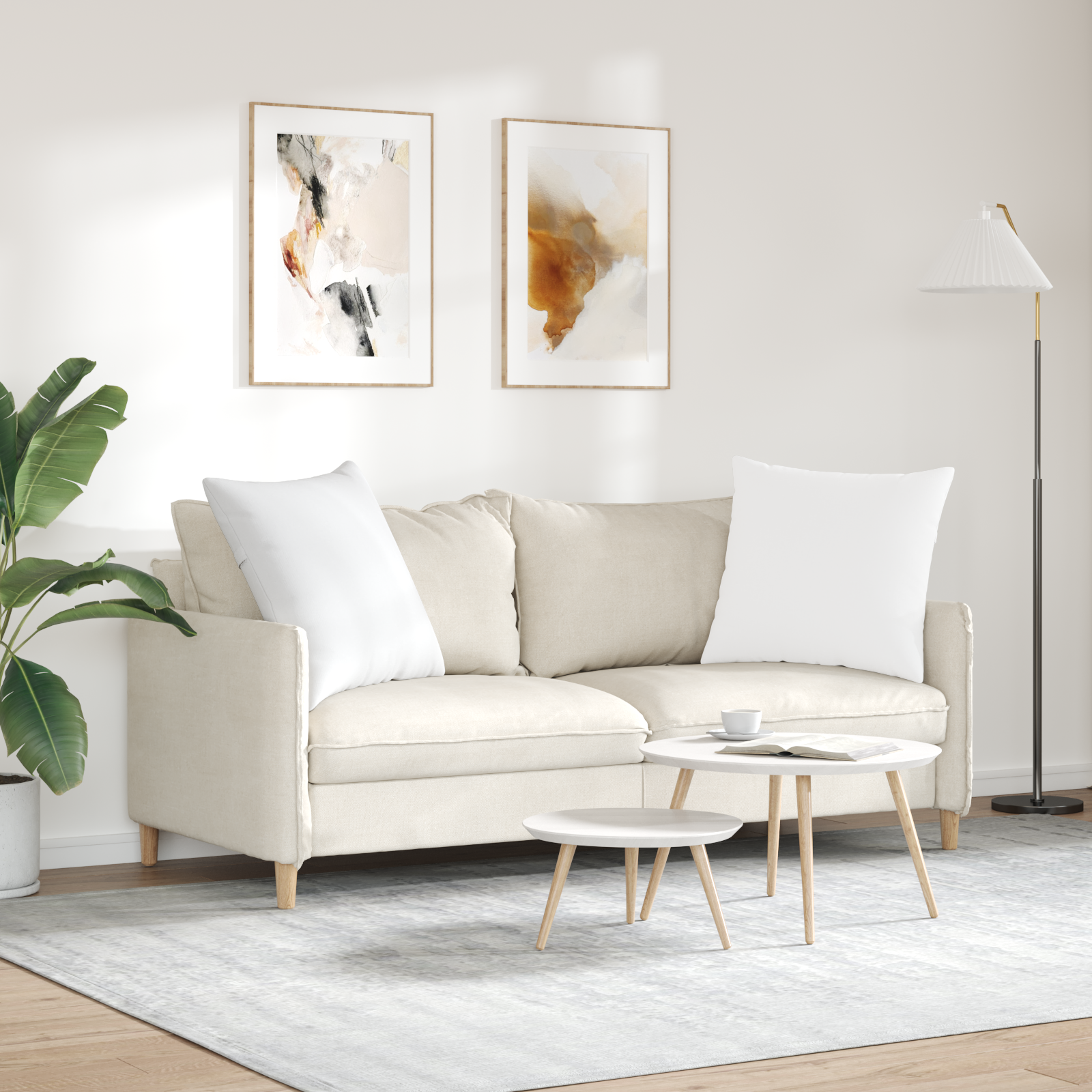 Dīvāna Spilveni 2 gab. Balti 80 x 80 cm audums