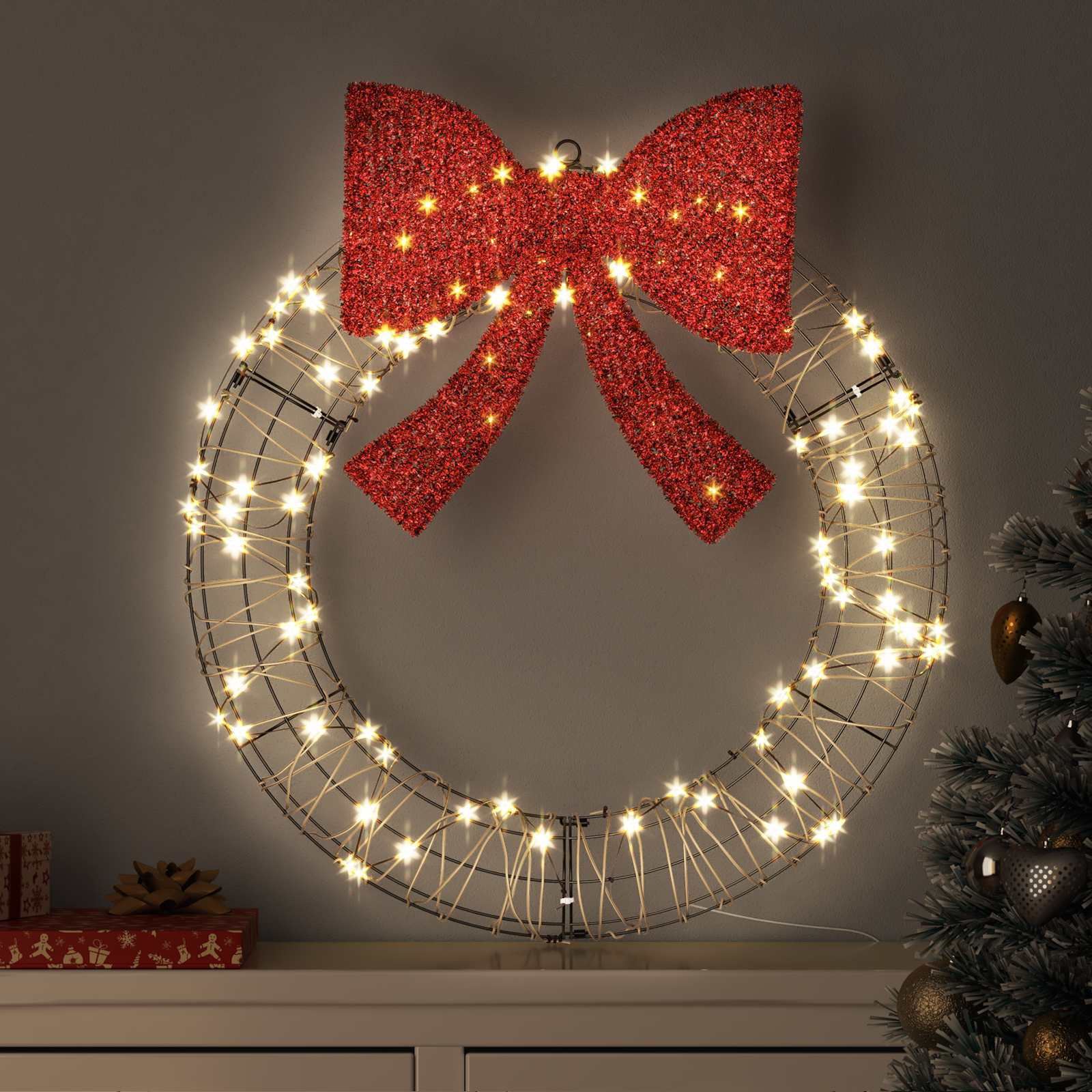 Vainikas su 60 LED Šilta balta 75 cm Ratanas
