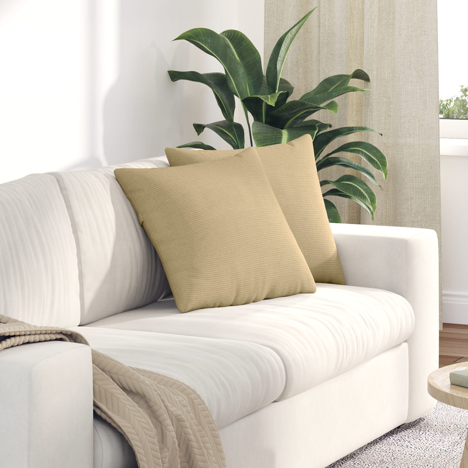 Sofa Pagalvės 2 pcs Pilkai žalia 45 x 45 cm Kordūrinis audinys