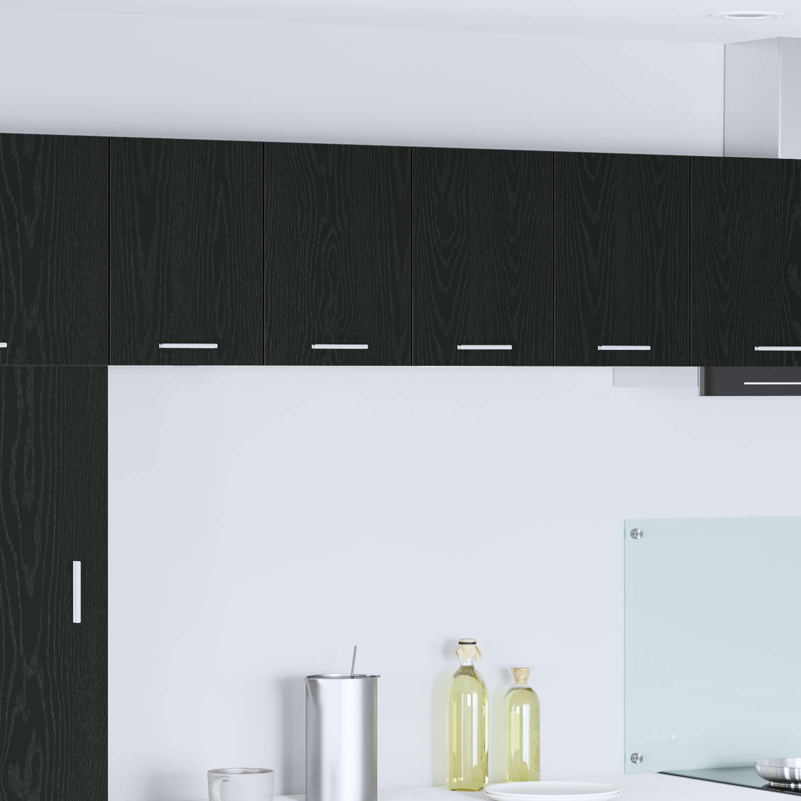 Wall cabinet Riga 2 pcs Black oak and white