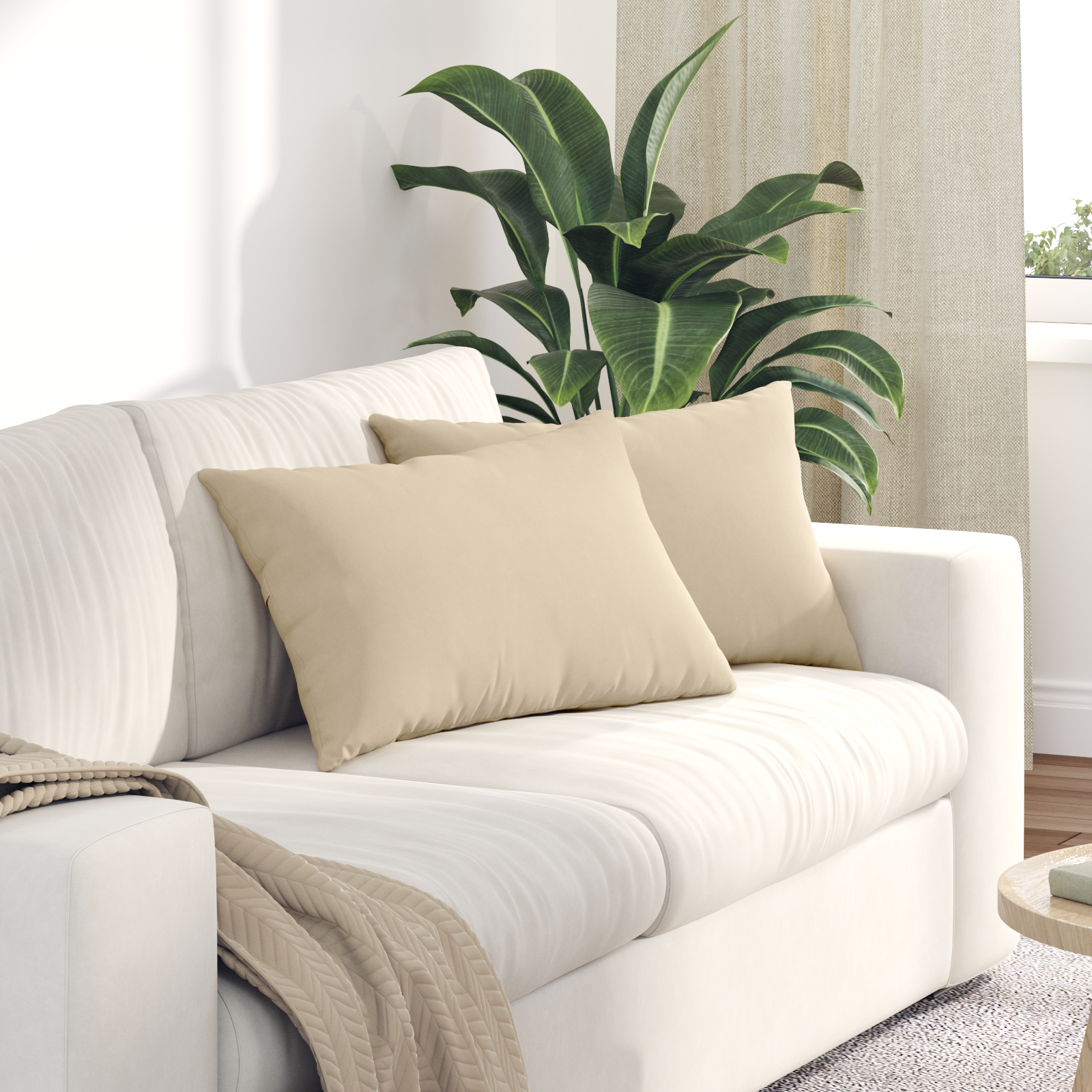 Sofa Pagalvės 2 pcs Kreminė 60 x 40 cm audinys